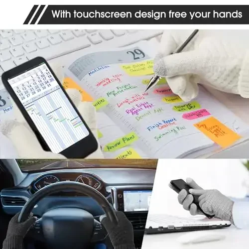 6 Штук Женские Вязаные Шапки-Бини, Набор Перчаток для Сенсорного Экрана для Зимы, Милые Шапки, Мягкая Шапка-Череп, Подарки на Рождество - 5