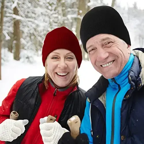 6 Штук Женские Вязаные Шапки-Бини, Перчатки с Сенсорным Экраном, Набор для Зимы, Милые Шапки, Мягкая Шапка-Череп, Подарки на Рождество - 4