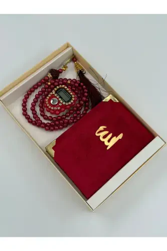 6 ta sovg'alik sep Yasin kitobi tasbeh va toshli zikr matik to'plamimiz - Bordo - 2