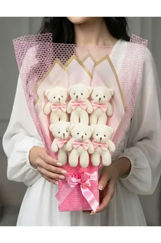 6 Teddy Bear Bouquet Gift for Lover - Romantic Gift - Birthday Gift - LENOSTRA