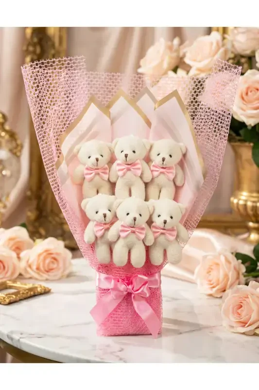 6 Teddy Bear Bouquet Gift for Lover - Romantic Gift - Birthday Gift - 2