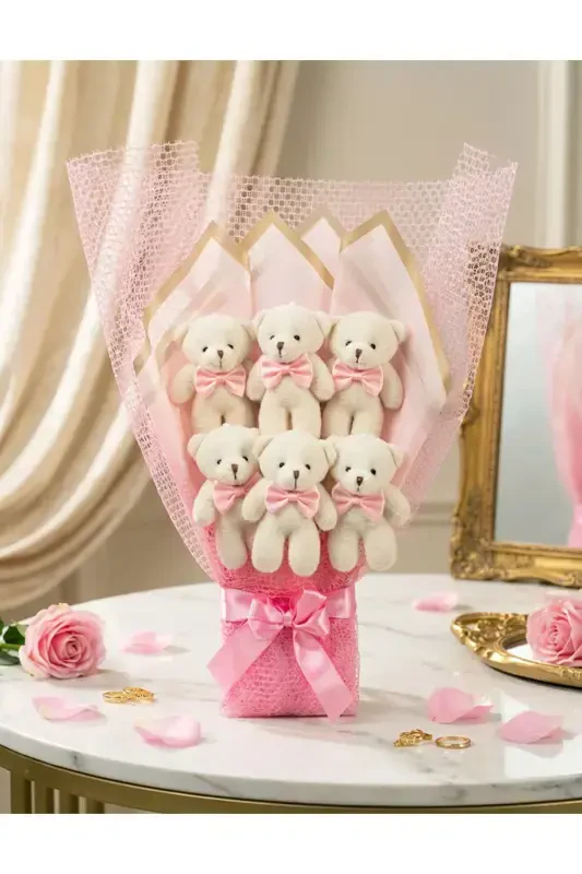 6 Teddy Bear Bouquet Gift for Lover - Romantic Gift - Birthday Gift - 3