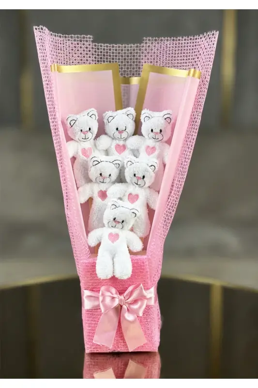 6 Teddy Bear Bouquet Gift for Lover - Romantic Gift - Birthday Gift - 6
