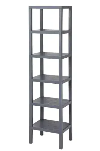 6 Tier Plastic Shelf Unit Kitchen Shelf Bathroom Shelf Balcony Shelf Bathroom Organizer Bookcase Gray-GRAY - FRAPAN HOME (1)