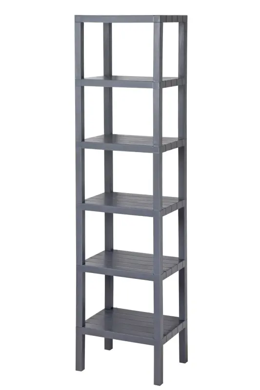 6 Tier Plastic Shelf Unit Kitchen Shelf Bathroom Shelf Balcony Shelf Bathroom Organizer Bookcase Gray-GRAY - 2