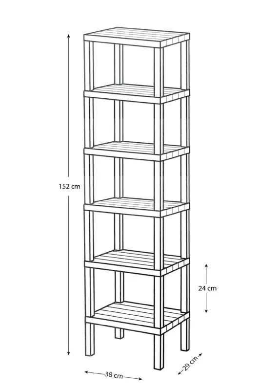 6 Tier Plastic Shelf Unit Kitchen Shelf Bathroom Shelf Balcony Shelf Bathroom Organizer Bookcase White-WHITE - 3