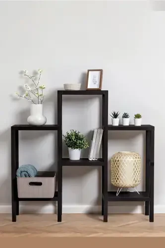 6-Tier Plastic Shelf Unit Kitchen Shelf Bathroom Shelf Balcony Shelf Bathroom Organizer Bookshelf Black - 4