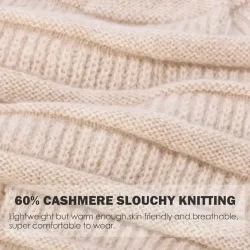 60% CasModazoneere Slouchy Beanie for Women, Knit Beanie Hat for Winter and Fall, Soft Warm Wool Slouch Winter Hats for Ladies - 2