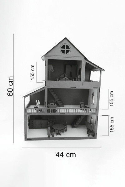 60 Cm Isimli Işıklı Ahşap Oyun Evi (PEMBE) - 4