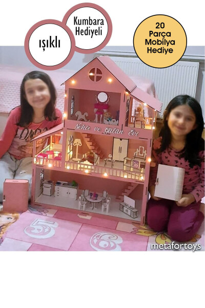 60 Cm Named Lighted Wooden Play House (PINK) - 1