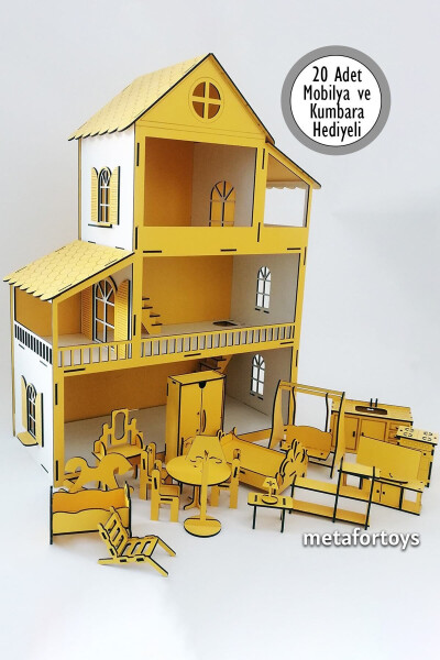 60 Cm Named Lighted Wooden Play House (YELLOW) - 1