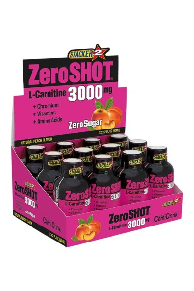 60 ml 3000mg L-karnitin 12 dona - Shaftoli ta'mi - ZERO SHOT