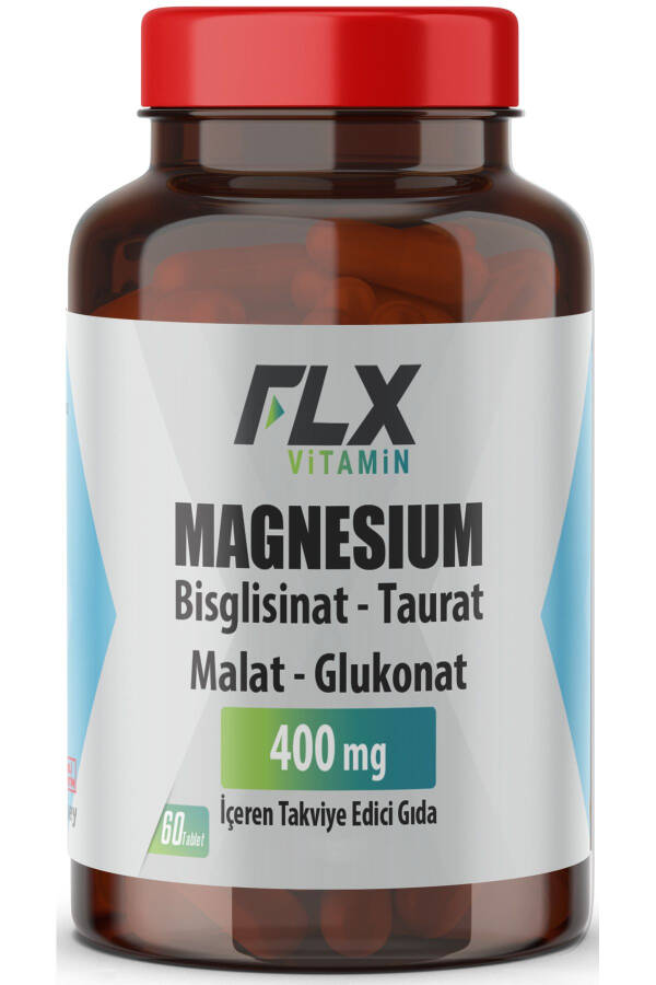 60 Ta’blar Magniy Bisglitsinat Malat Taurat Glyukonat Magniy Elementlari 400 Mg - 1