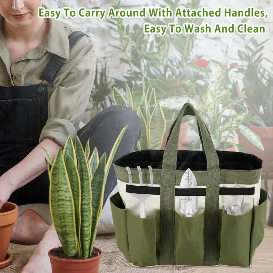 600D Oxford cloth Garden Tool Tote Bag ,Gardening Tote Bag,Gardening Pouch Storage Organiser DIY Kit With 8 Pockets,Garden Tool Holder Tote Bag Organizer - 6