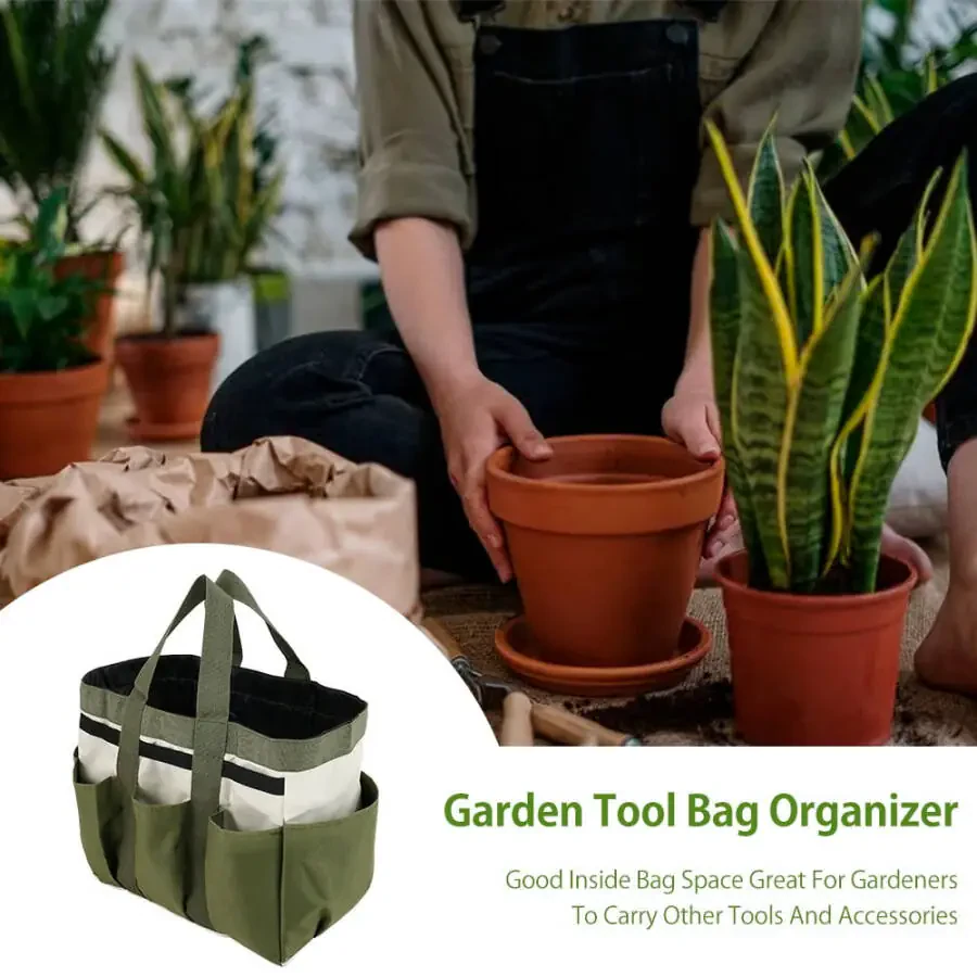 600D Oxford cloth Garden Tool Tote Bag ,Gardening Tote Bag,Gardening Pouch Storage Organiser DIY Kit With 8 Pockets,Garden Tool Holder Tote Bag Organizer - 7