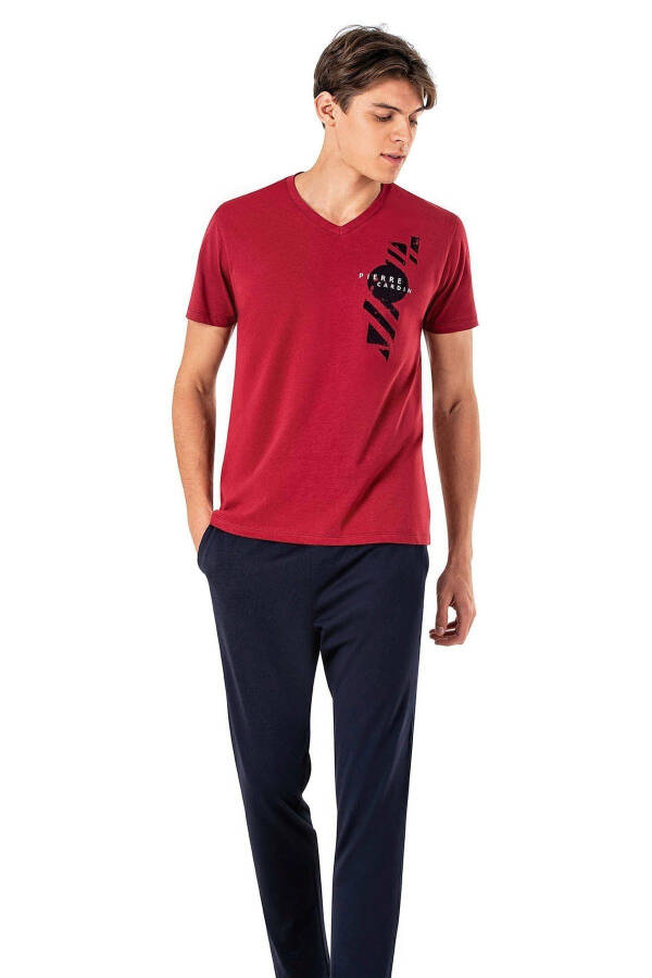 6011 Burgundy Men's Short-Sleeved Pajama Set - 1