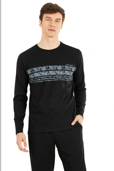 6034 Men's Black Long Sleeve Pajama Set - 7