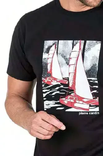 6039 Erkak Qisqa Yengli Shortikli Pijama To'plami-Qora-QORA - PIERRE CARDIN (1)