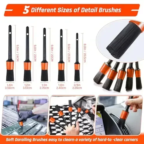61 PCS Car Detailing Kit Interior Cleaner, Auto Detailing Kit, Car Vacuum Car Interior Detailing Kit, Car Wash Kit with Bucket Detailing Brush Set Car Accessories for Motorcycle, Cars, Bikes, Wheels - 3