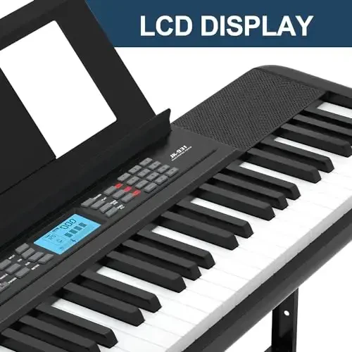 61 Key Keyboard Piano, Portable Electric Piano Keyboard w/LCD Screen, Built-In Speakers, Headphones, Stand, Stool, Music Rest, Microphone, 300 Timbres, 300 RhytModazones, Ideal for Beginner Adult - 4