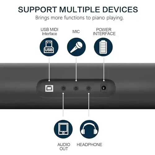 61 Key Keyboard Piano, Portable Electric Piano Keyboard w/LCD Screen, Built-In Speakers, Headphones, Stand, Stool, Music Rest, Microphone, 300 Timbres, 300 RhytModazones, Ideal for Beginner Adult - 5