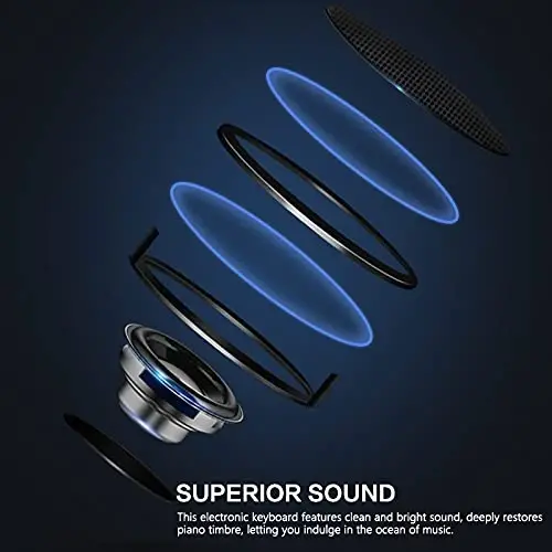 61 Key Portable Electronic Keyboard Piano w/Lighted Full Size Keys, LCD, Headphones, X-Stand, Stool, Music Rest, Microphone, Note Stickers, Built-In Speakers,3 Teaching Modes - 3