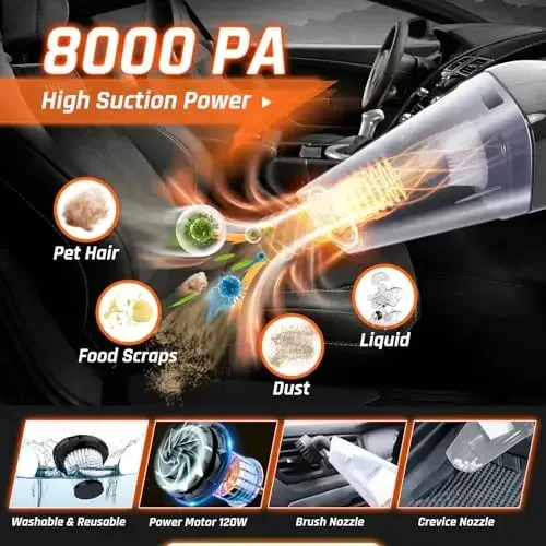 61 PCS Car Detailing Kit Interior Cleaner, Auto Detailing Kit, Car Vacuum Car Interior Detailing Kit, Car Wash Kit with Bucket Detailing Brush Set Car Accessories for Motorcycle, Cars, Bikes, Wheels - 61 (1)