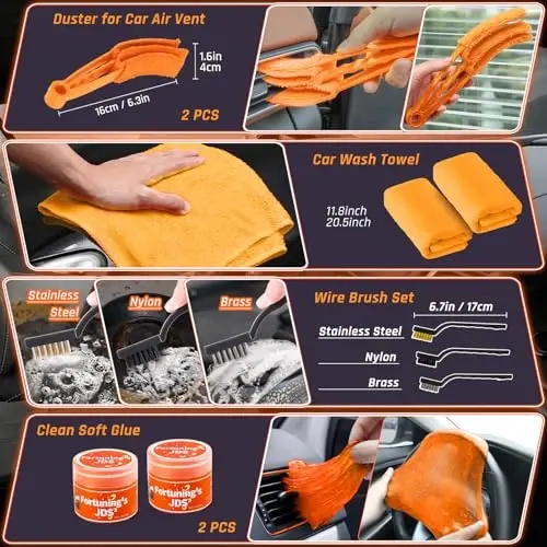 61 PCS Car Detailing Kit Interior Cleaner, Auto Detailing Kit, Car Vacuum Car Interior Detailing Kit, Car Wash Kit with Bucket Detailing Brush Set Car Accessories for Motorcycle, Cars, Bikes, Wheels - 5
