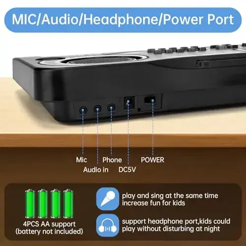 61 ta tugmali pianino klaviaturasi bolalar uchun, boshlovchilar uchun elektron musiqa o'yinchoq, 16 ta ohang, 10 ta ritm, 6 ta demo, o'rnatilgan yozuv, 3 yoshdan oshganlar uchun Rojdestvo yoki tug'ilgan kun uchun ajoyib sovg'a - MODAZONE (1)