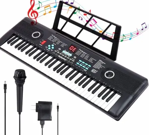 61 Tugmali Elektr Pianino Bolalar Uchun W/Dual Speakerli Mikrofonli Ko‘chma Raqamli Pianino Tug‘ilgan Kun Rojdestvo Sovg‘alari - MODAZONE