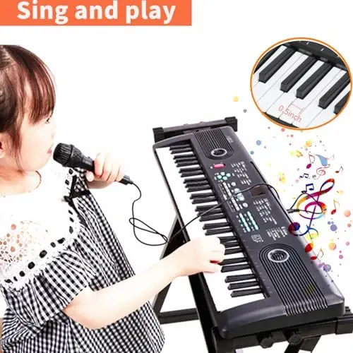 61 Tugmali Elektr Pianino Bolalar Uchun W/Dual Speakerli Mikrofonli Ko‘chma Raqamli Pianino Tug‘ilgan Kun Rojdestvo Sovg‘alari - 4