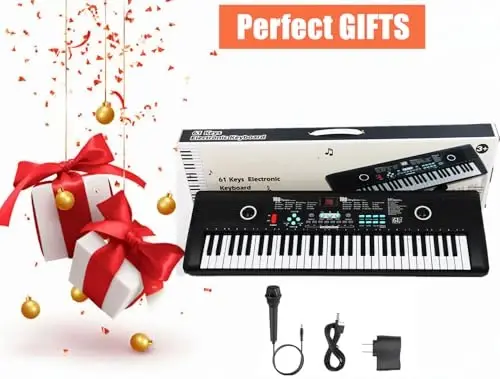 61 Tugmali Elektr Pianino Bolalar Uchun W/Dual Speakerli Mikrofonli Ko‘chma Raqamli Pianino Tug‘ilgan Kun Rojdestvo Sovg‘alari - 6