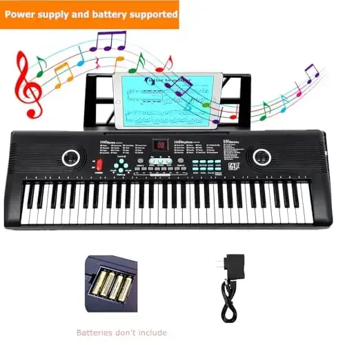 61 Tugmali Elektr Pianino Bolalar Uchun W/Dual Speakerli Mikrofonli Ko‘chma Raqamli Pianino Tug‘ilgan Kun Rojdestvo Sovg‘alari - 3