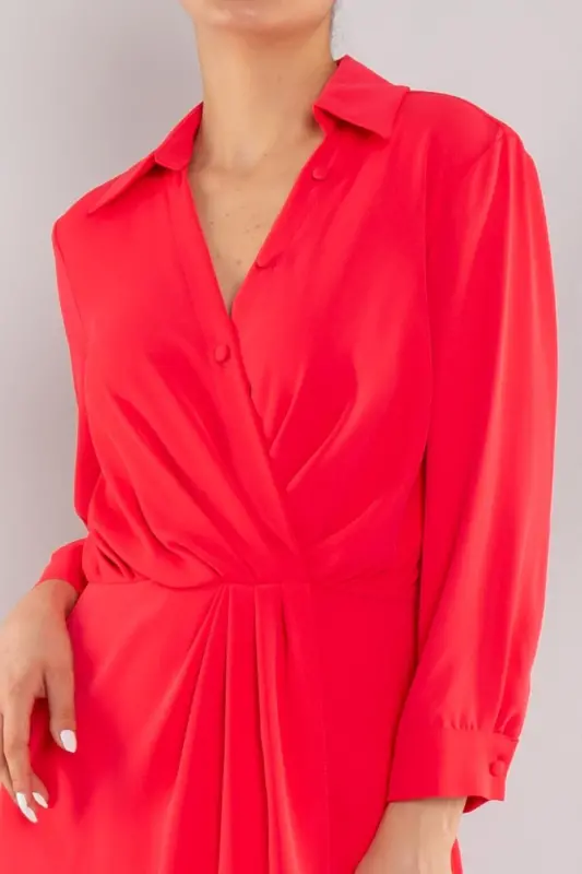 61853 Draped Long Sleeve Mini Dress - 3