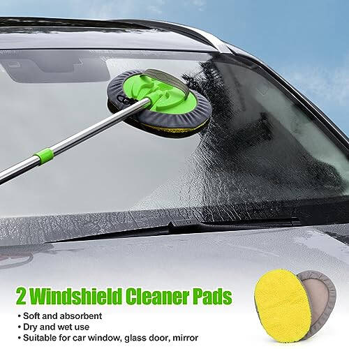 62'' Microfiber Car Wash Brush Mop Kit Sponge with Long Handle, Chenille Car Cleaning Brush Supplies Car Windshield Cleaner Pads for Car Rv SUV Truck Boat Bus Non-Scratches - 9