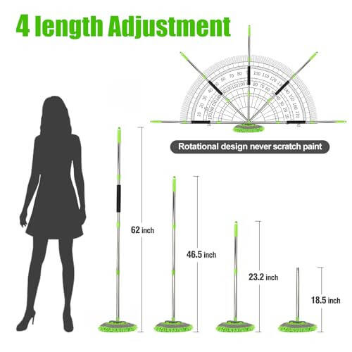 62'' Microfiber Car Wash Brush Mop Kit Sponge with Long Handle, Chenille Car Cleaning Brush Supplies Car Windshield Cleaner Pads for Car Rv SUV Truck Boat Bus Non-Scratches - 10