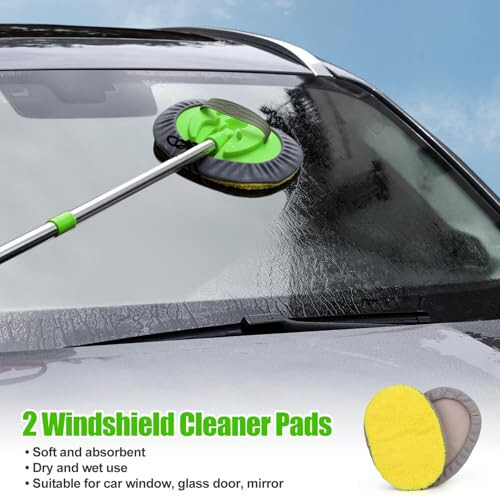 62'' Microfiber Car Wash Brush Mop Kit Sponge with Long Handle, Chenille Car Cleaning Brush Supplies Car Windshield Cleaner Pads for Car Rv SUV Truck Boat Bus Non-Scratches - 3