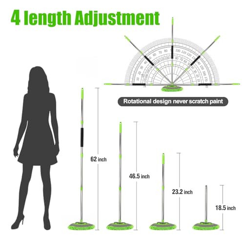 62'' Microfiber Car Wash Brush Mop Kit Sponge with Long Handle, Chenille Car Cleaning Brush Supplies Car Windshield Cleaner Pads for Car Rv SUV Truck Boat Bus Non-Scratches - 4