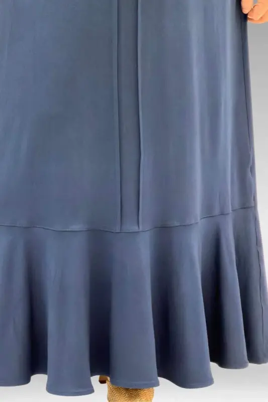 62006 Büyük Beden Önü Çıma Detaylı Penye Elbise - Petrol - 2