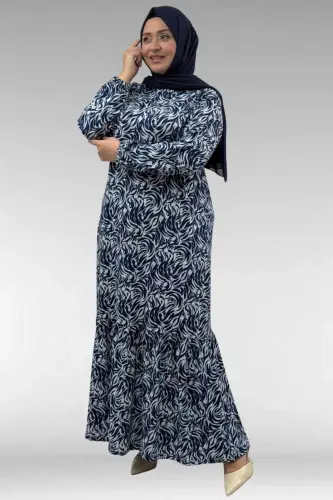62013 Katta O'lchamli Etagi Burmali Nafis Micro Ko'ylak - To'q Ko'k Nafis - BÜYÜKBEDENIZ (1)