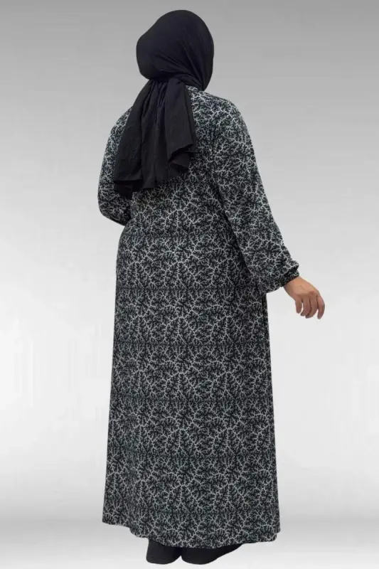 62014 Katta O'lchamli Naqshli Namoz Libosi - Qora Shoxli Naqsh - 2