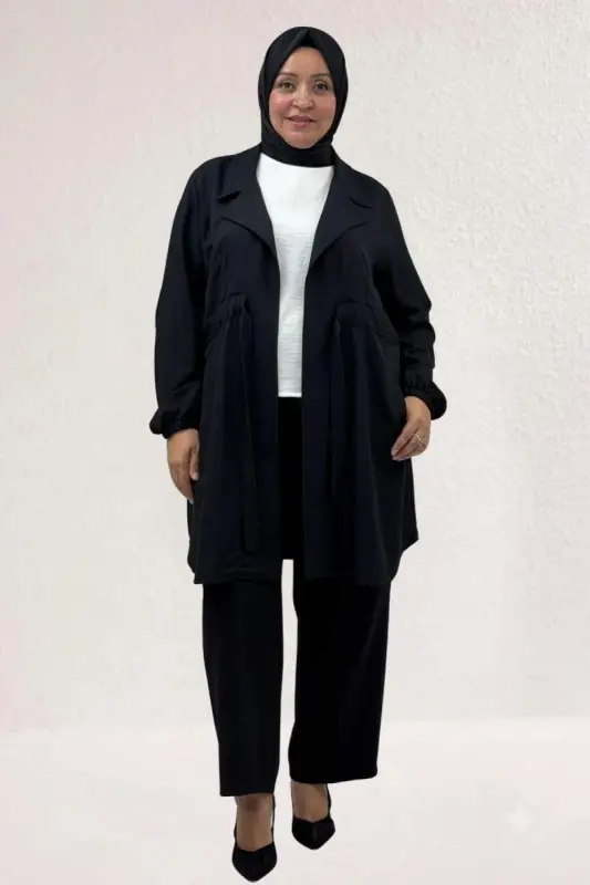 63018 Plus Size Tie-Up Nora Jacket - Black - 2