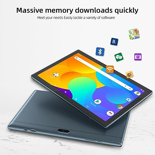 64 GB 10 İnç Tablet, Android 11 Tabletler, 6000 mAh Pil Dört Çekirdekli HD Dokunmatik Ekran Tablet Bilgisayar, WiFi BT Google Play Tabletler ile. (Mavi) - 2