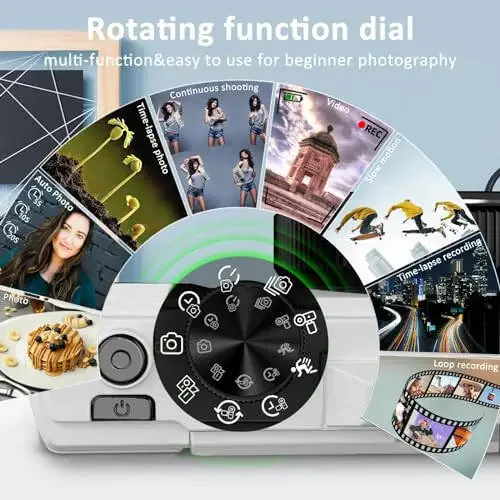 64MP Digital Camera for Photography and Video: 4K Vlogging Camera for YouTube with 3'' Flip Screen and 32GB TF Card, 16X Zoom Digital Camera for Gift (White) - 3