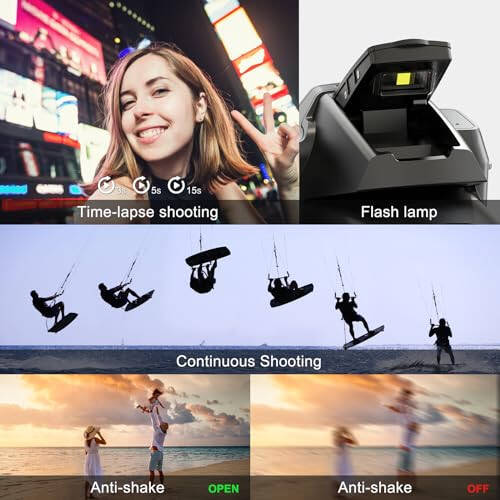 64MP Digital Cameras for Photography Autofocus, 4K vlogging Camera for YouTube with Strap&Tripod, 16X Anti-Shake Compact Travel Camera with WiFi & App Control, SD Card, 2 Batteries - 5