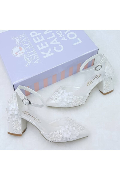 6.5 Cm Heeled Lace Design Comfortable Stiletto Bridal Shoes Aslı Acar - 9