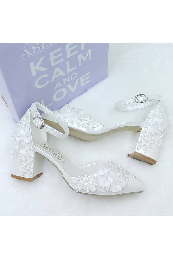 6.5 Cm Heeled Lace Design Comfortable Stiletto Bridal Shoes Aslı Acar - 2