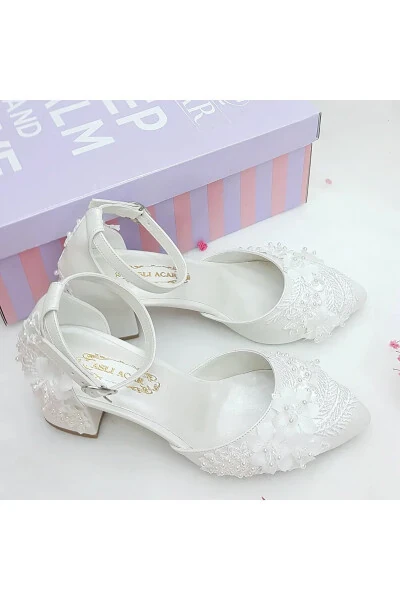 6.5 Cm Heeled Lace Design Comfortable Stiletto Bridal Shoes Aslı Acar - 3