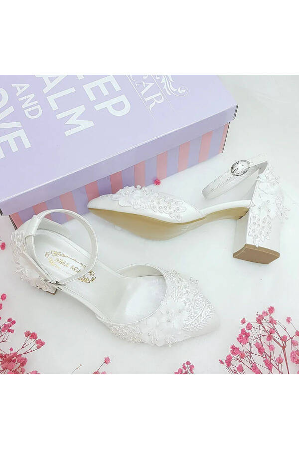 6,5 Sm To'p qilib tikilgan Dantel Dizayni Qulay Stiletto To'y Poyafzali Aslı Acar - 5