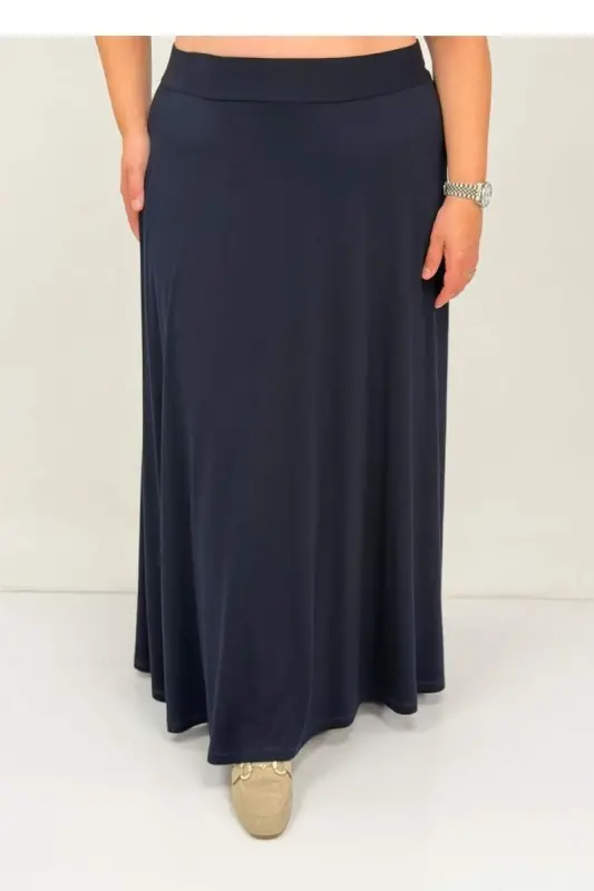 65001 Büyük Beden Basic Penye Etek - Lacivert - BÜYÜKBEDENIZ